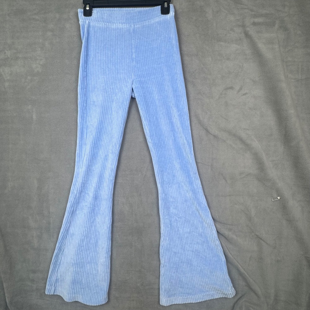 Aerie Corduroy Flare Leggings Light Blue Ribbed‎ High Waist XS Short Pants